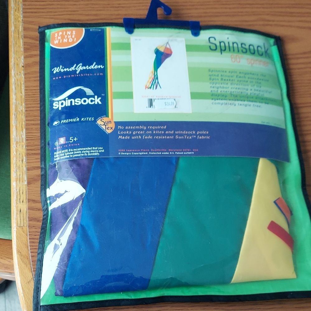Premier Spinsock 60 Spinner Kite - Blue, Green, Yellow